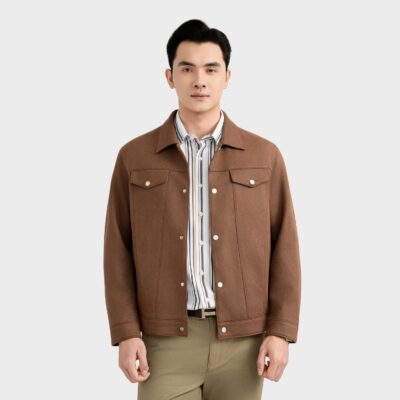 Áo khoác 2 lớp nam nâu aristino regular fit